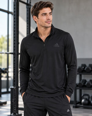 Adidas Mens Activewear Top Size 2XL Black 1/4 Zip Base Layer Gym Hiking Outdoor